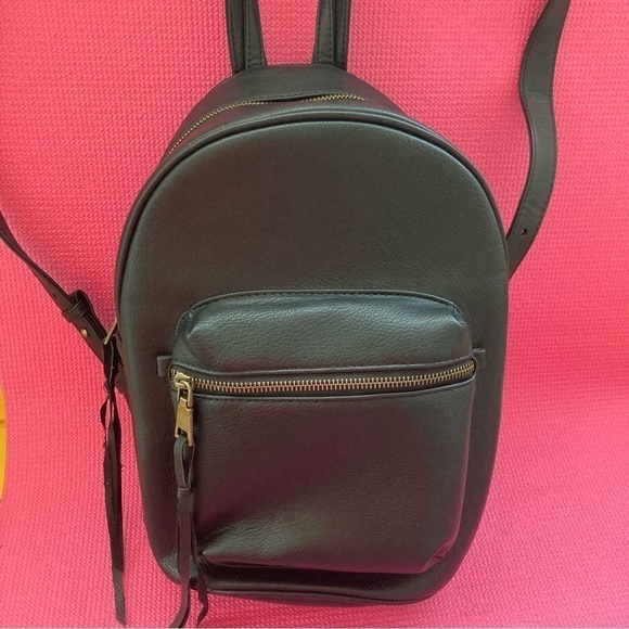 G.H. Bass and Company Small Black Faux Leather Backpack Daypack  12” x 9” - Picture 9 of 12